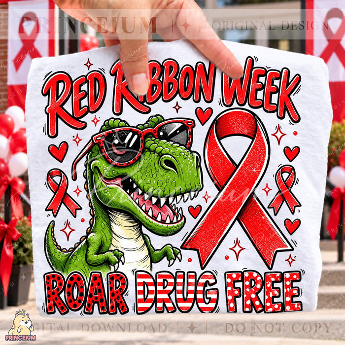 Red Ribbon Week Dinosaur Roar Drug Free