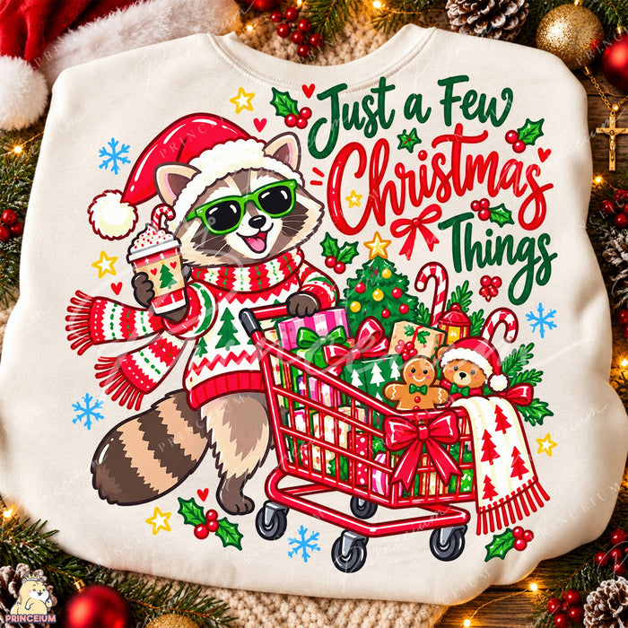 Santa Raccoon Christmas Shopping Front and Back