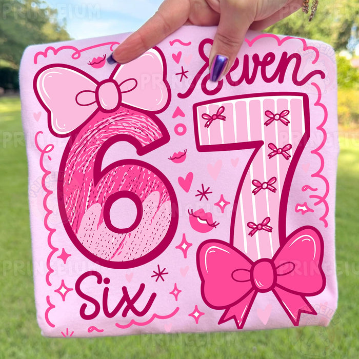 Pink Bow Six Seven Birthday