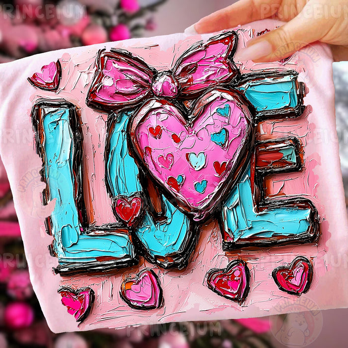 Painted LOVE Heart with Bow