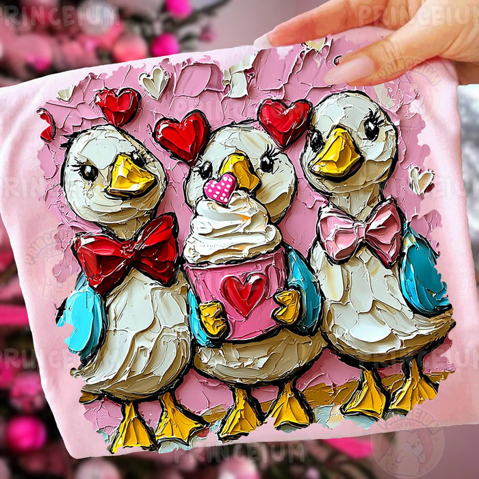 Valentine Ducks with Hearts