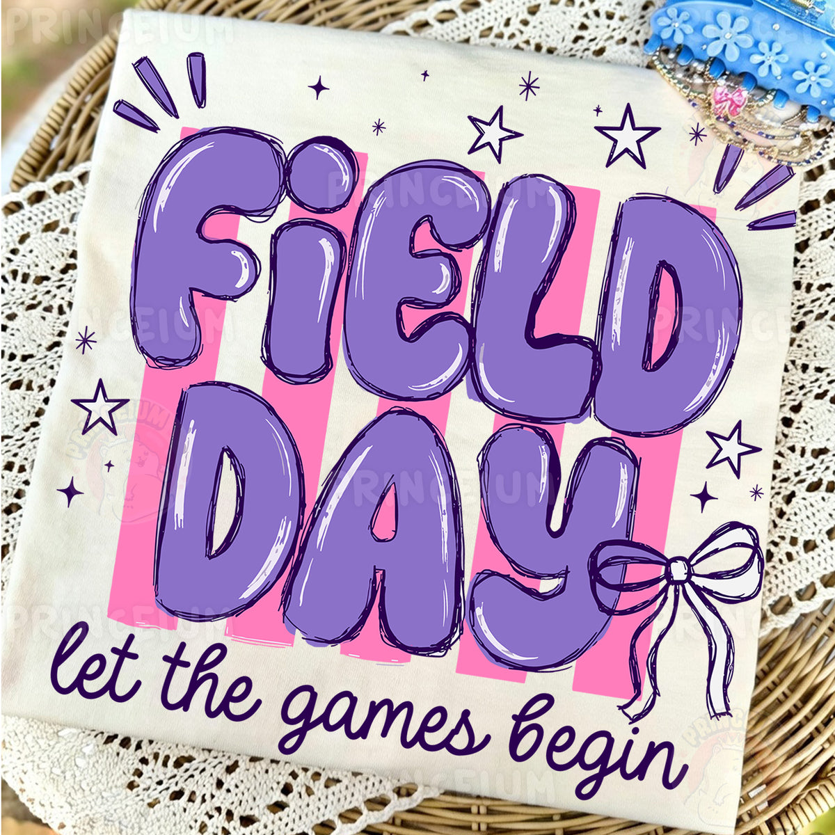 Field Day Let The Games Begin Sublimation Design PNG | Purple Bow School Field Day Digital Download