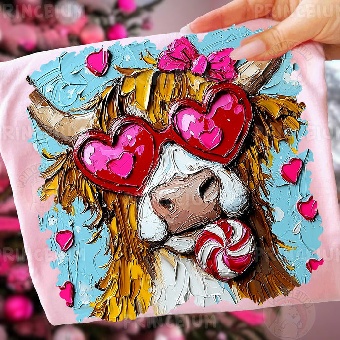 Highland Cow Valentine Hearts