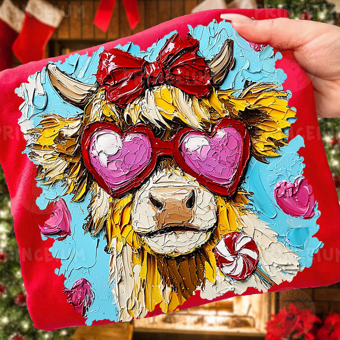 Valentine Highland Cow Heart Glasses