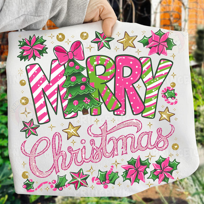 Pink Candy Stripe Merry Christmas