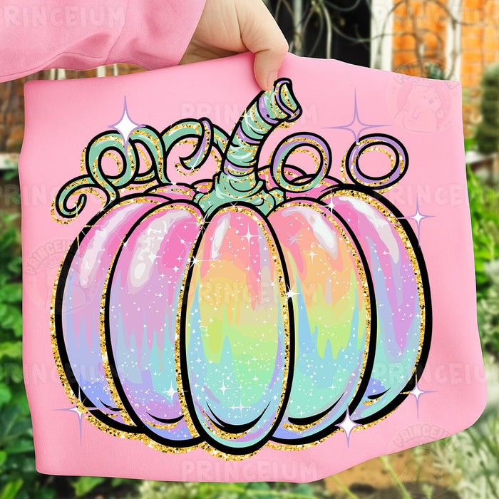 Pastel Rainbow Glitter Pumpkin