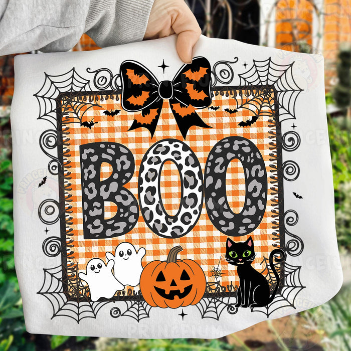 Boo Leopard Gingham Halloween