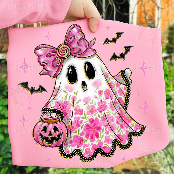Pink Floral Ghost with Bow