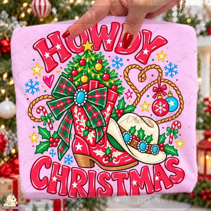 Howdy Christmas Cowboy Boot
