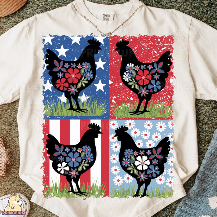 Patriotic Floral Hens