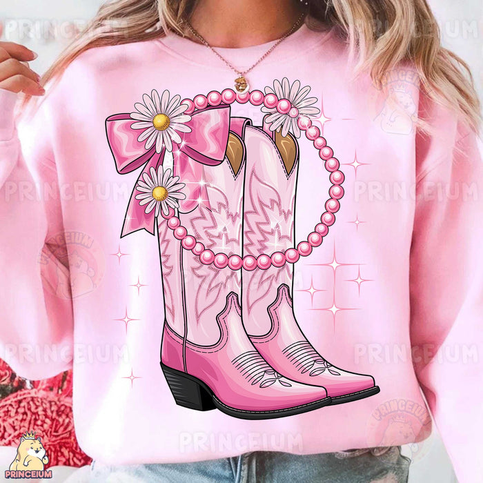 Pink Cowgirl Boots with Bow