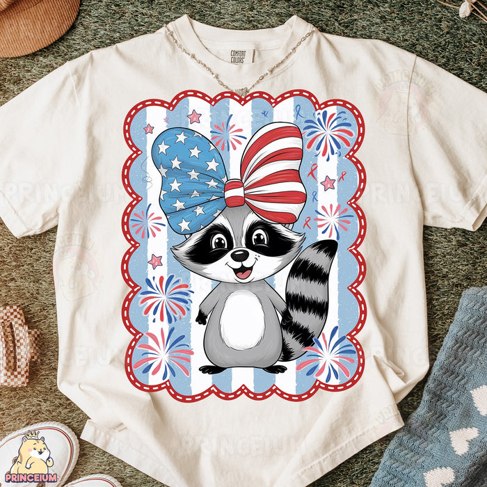 Patriotic Raccoon With Bow
