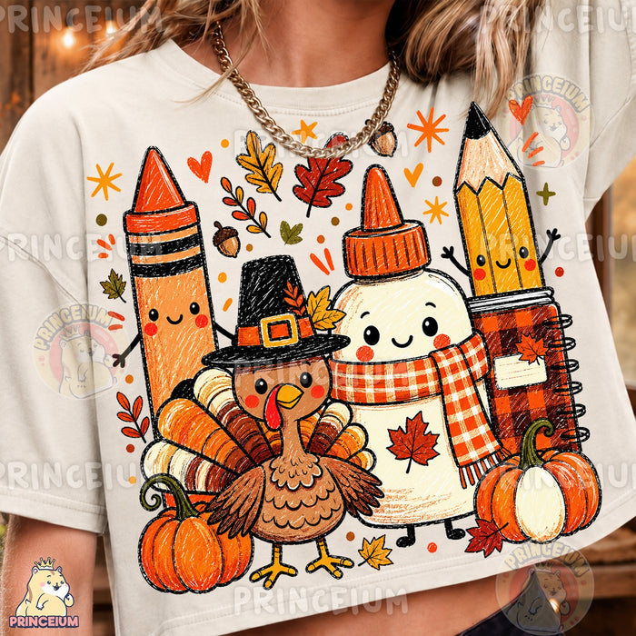 Playful Crayon Thanksgiving Friends