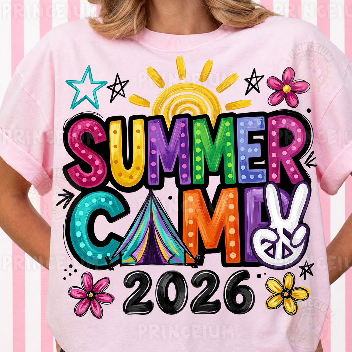 Summer Camp 2026 Sublimation Design PNG Colorful Retro Summer Camp Digital Download
