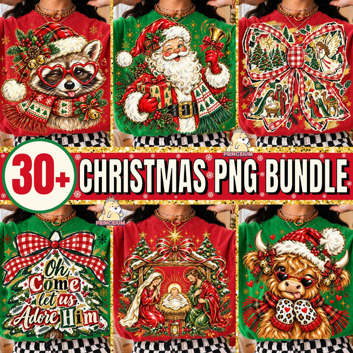 Merry Christmas PNG Bundle Festive Holiday Designs | Instant Digital Download