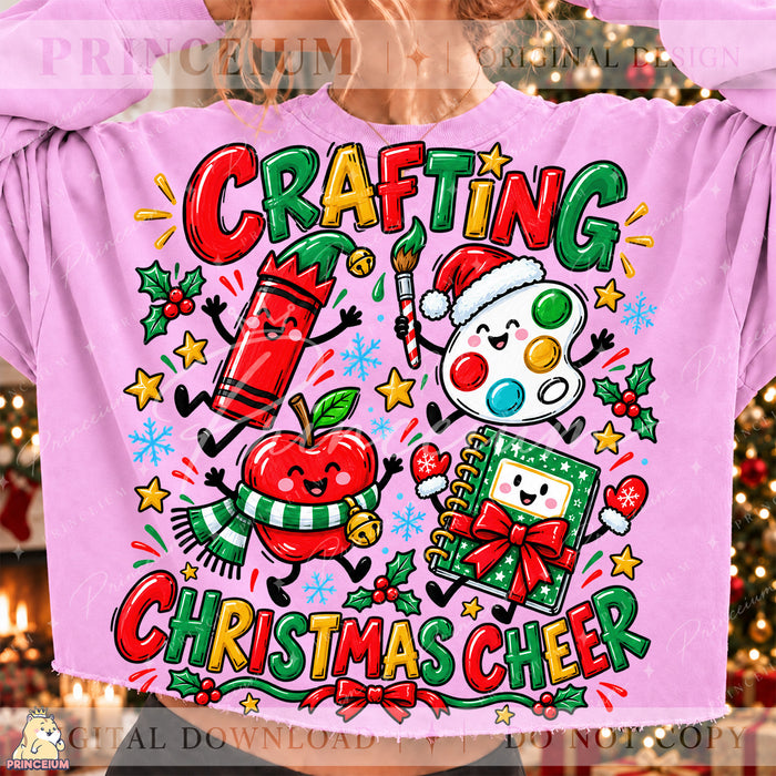 Crafting Christmas Cheer PNG Cute Art Supplies Teacher Holiday Design