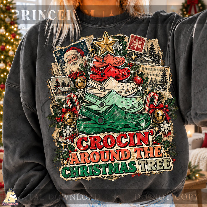Crocin’ Around the Christmas Tree PNG Vintage Holiday Design