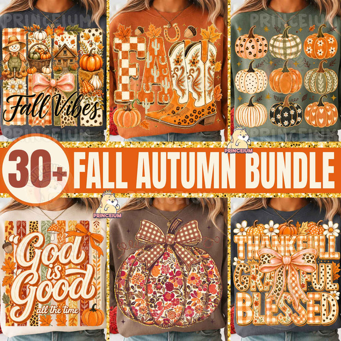 Fall Autumn PNG Bundle Pumpkins Bows & Western Seasonal Designs
