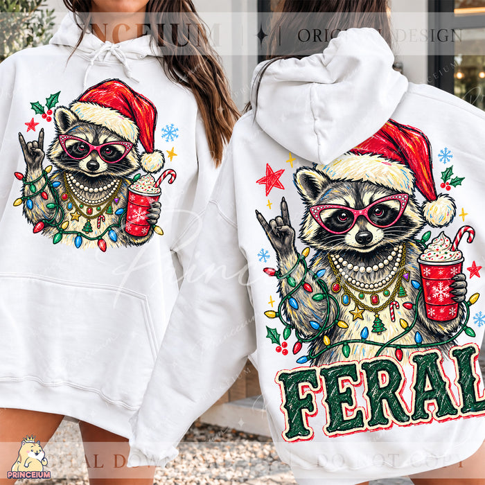 Feral Raccoon Christmas PNG Funny Front & Back Holiday Design
