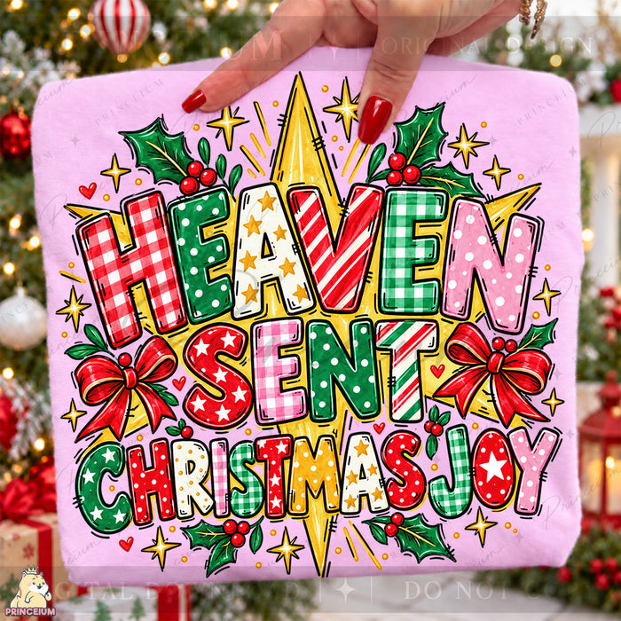 Heaven Sent Christmas Joy PNG Stars & Bows Preppy Christian Holiday Design