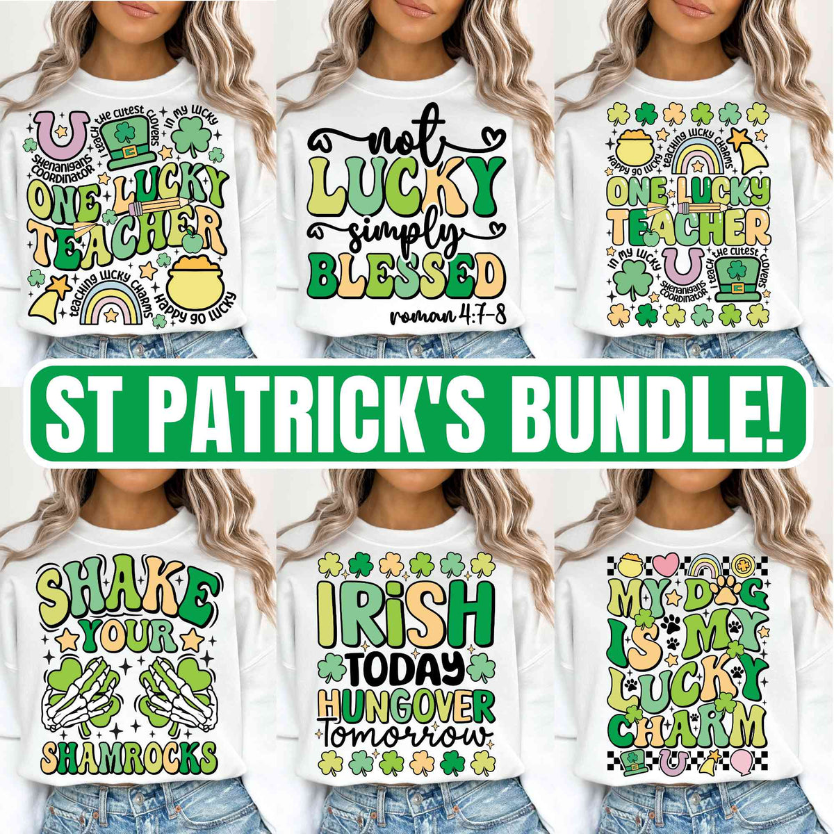 St Patrick Day Bundle Png, St Patrick Day Png, Shamrock Png, Clover St Patrick Day, Lucky Png, Lucky Charms Digital Download Files