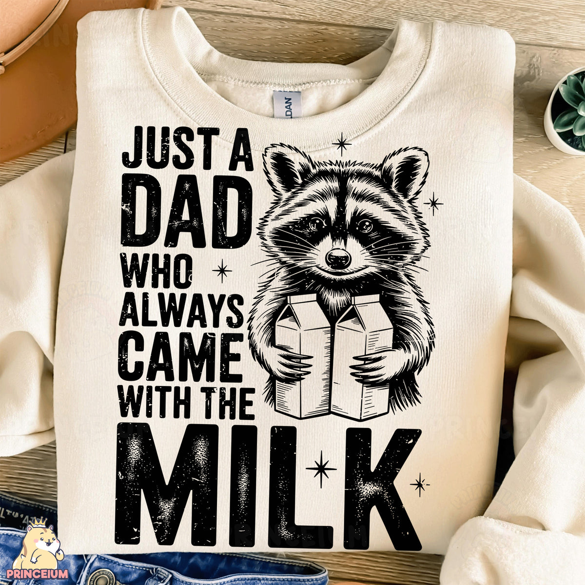a shirt that says just a dad who always came with the milk