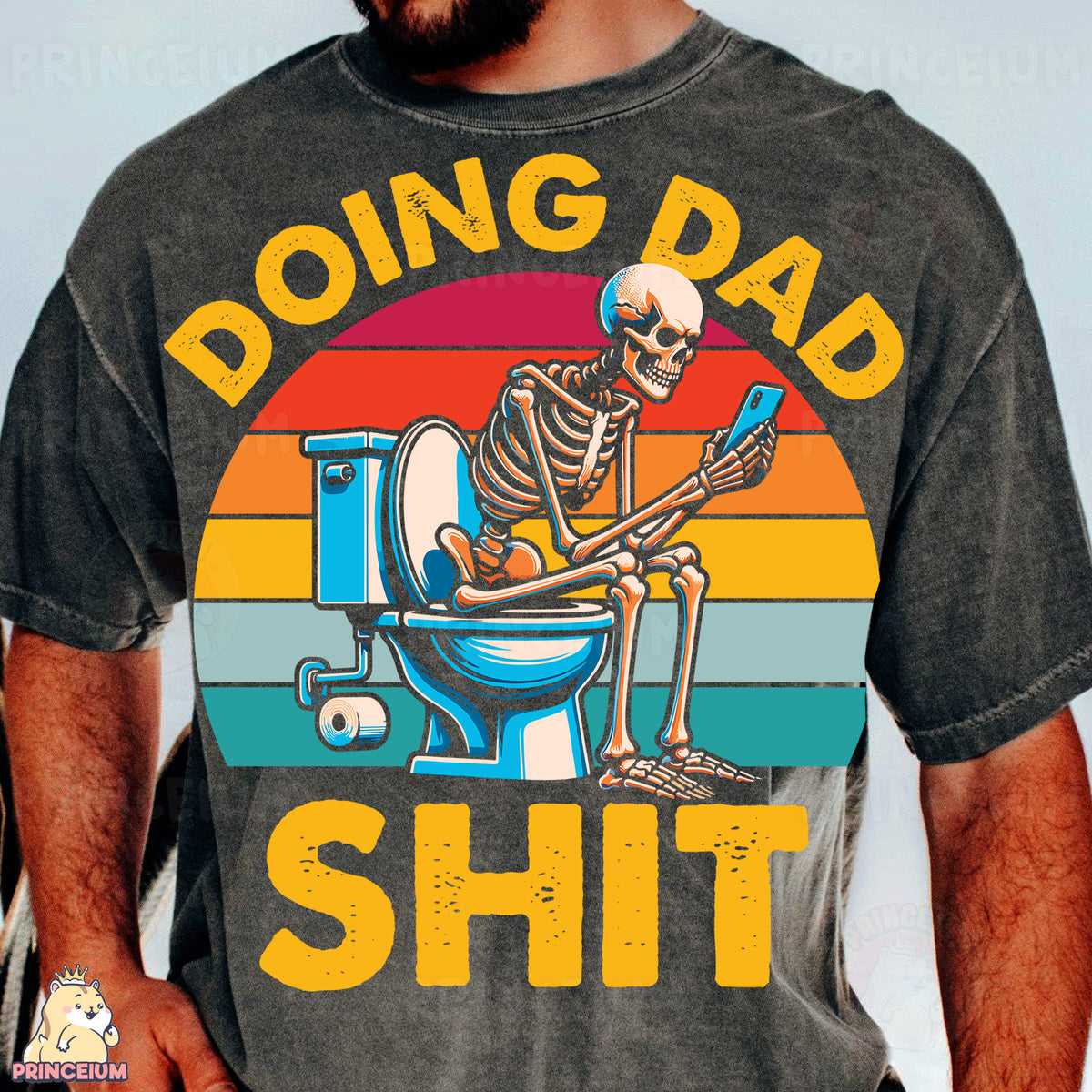 a man wearing a shirt that says doing dad shit