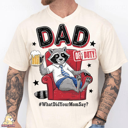 a man wearing a t - shirt with a raccoon on it