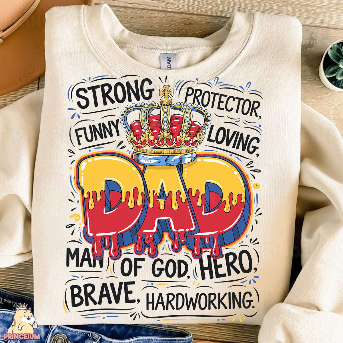 a t - shirt with the words dad and a crown on it