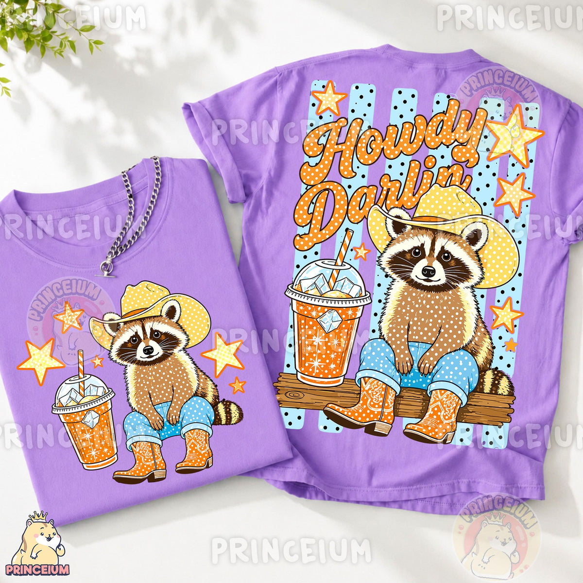 Howdy Darlin Cowboy Raccoon Front and Back