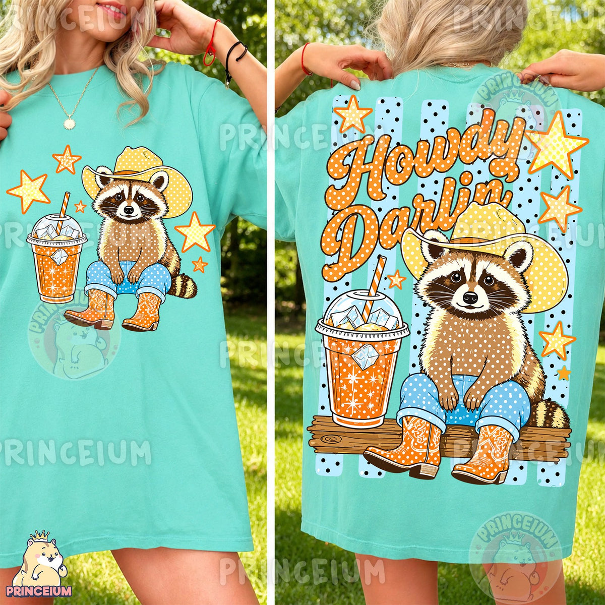 Howdy Darlin Cowboy Raccoon Front and Back