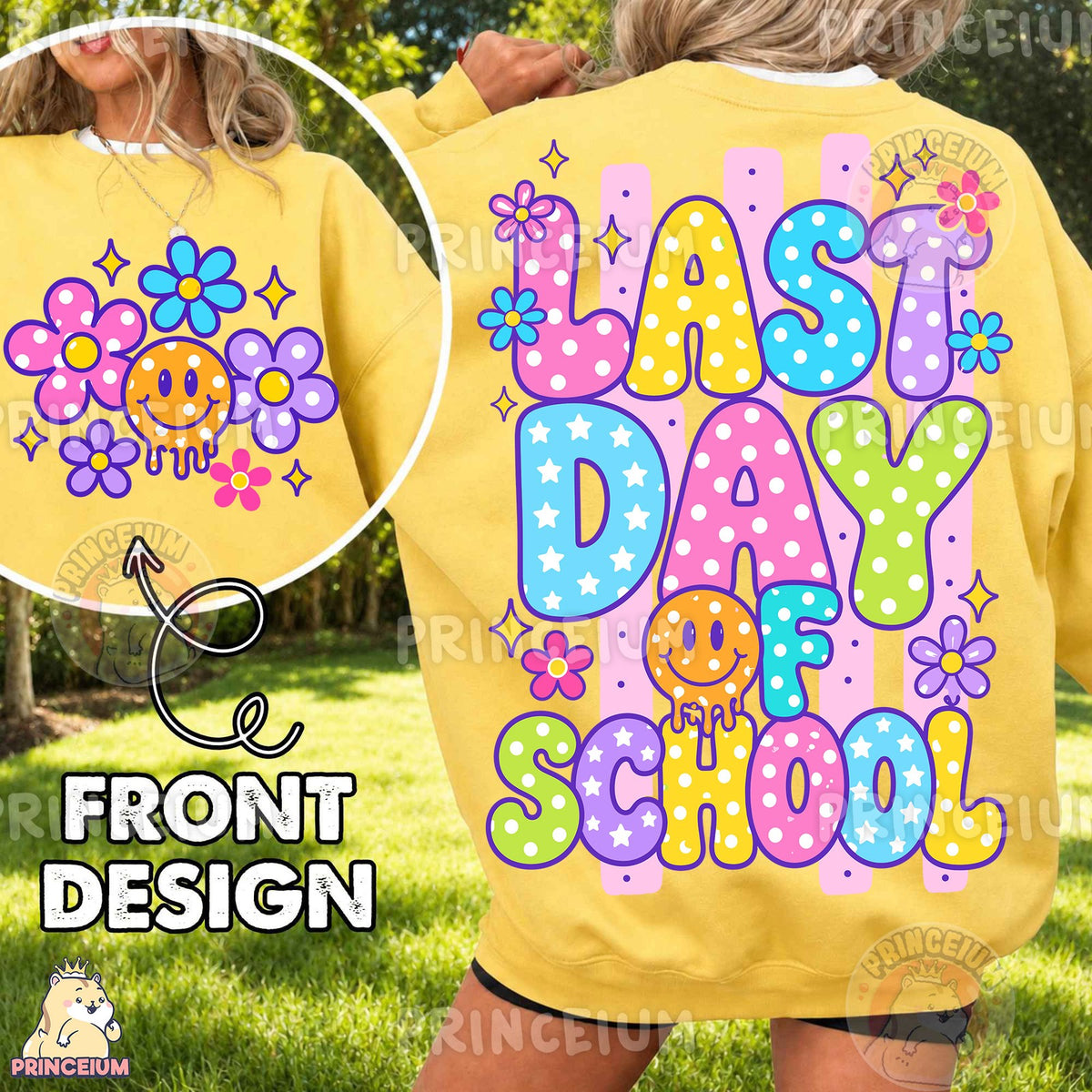 Last Day of School Retro Smiley Front and Back