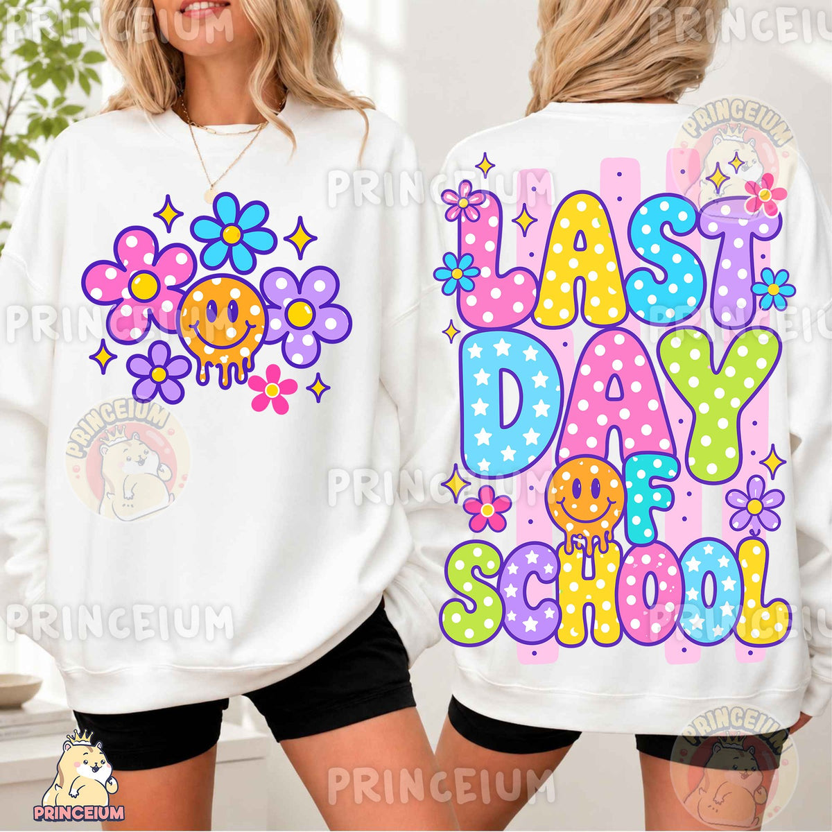 Last Day of School Retro Smiley Front and Back
