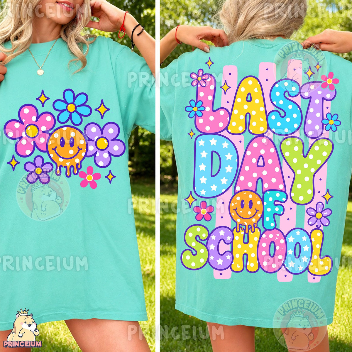 Last Day of School Retro Smiley Front and Back