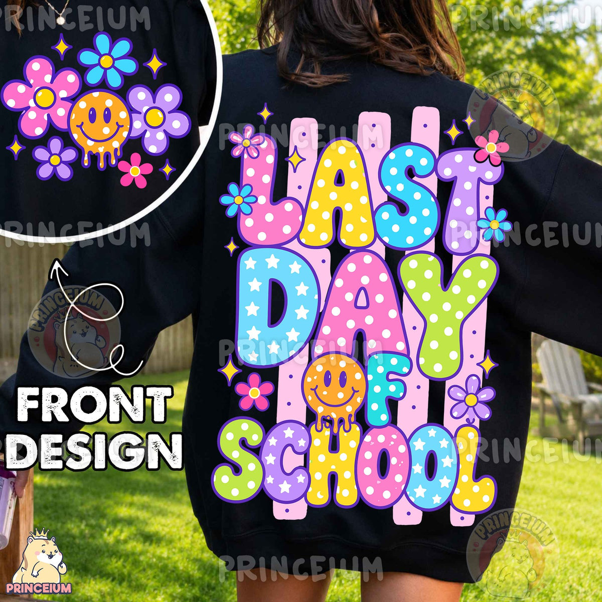 Last Day of School Retro Smiley Front and Back