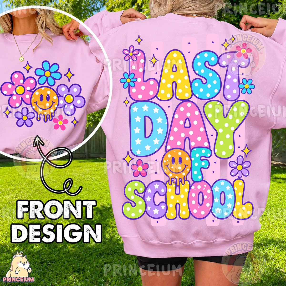 Last Day of School Retro Smiley Front and Back