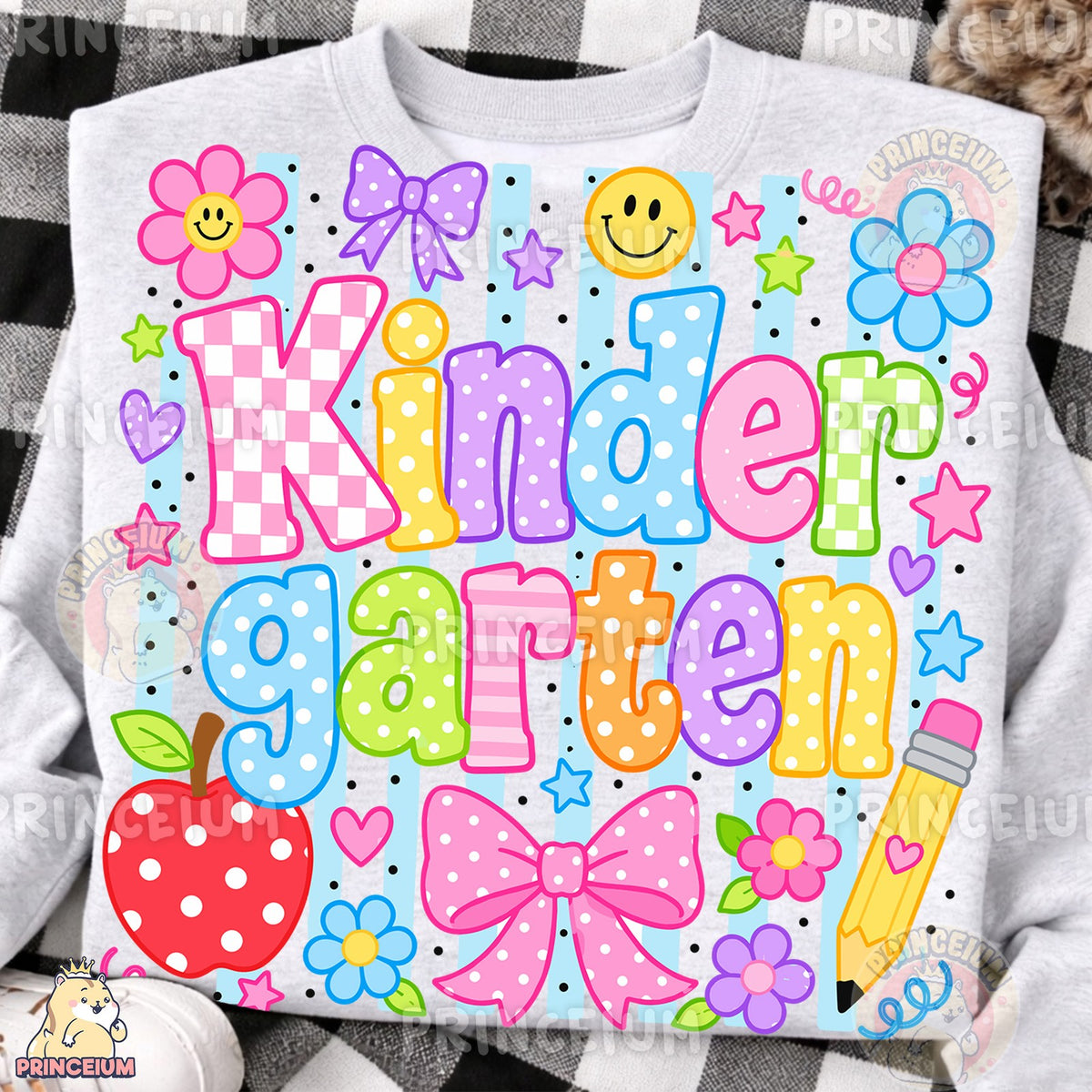 Colorful Kindergarten Apple & Pencil