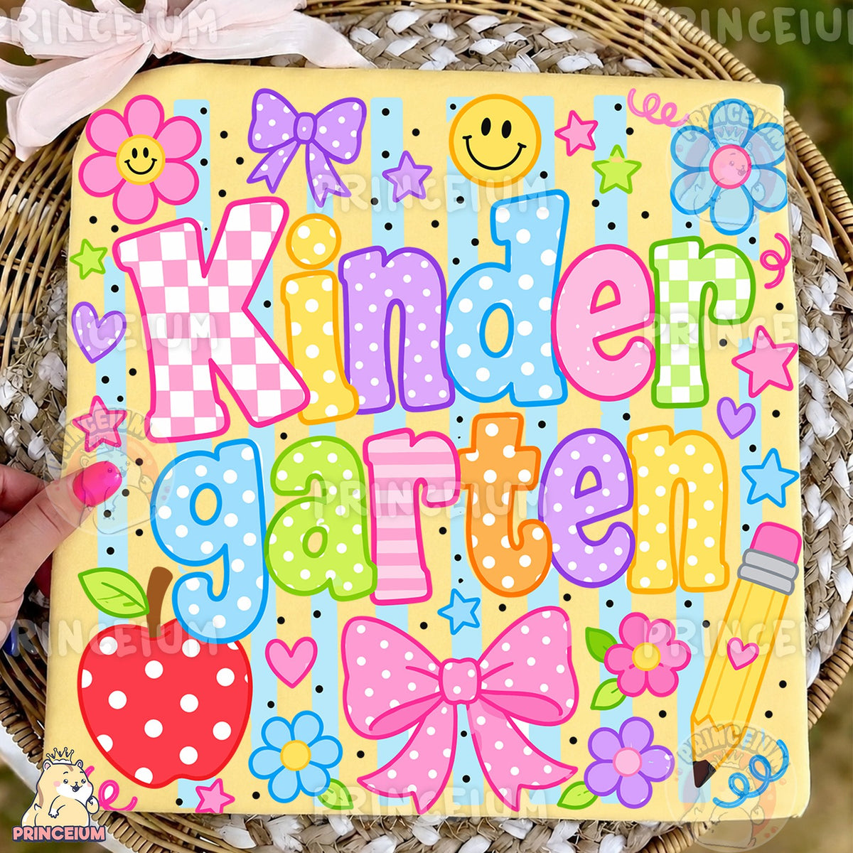 Colorful Kindergarten Apple & Pencil