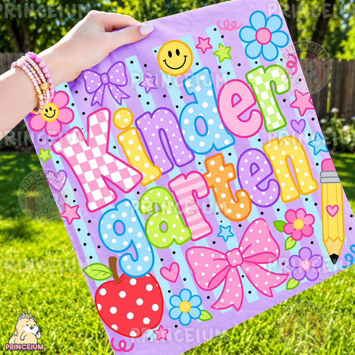 Colorful Kindergarten Apple & Pencil