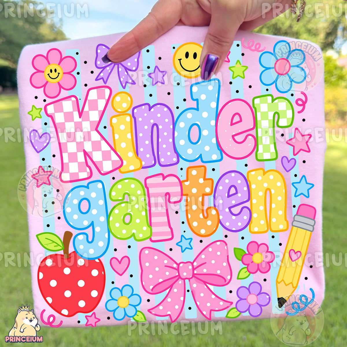 Colorful Kindergarten Apple & Pencil