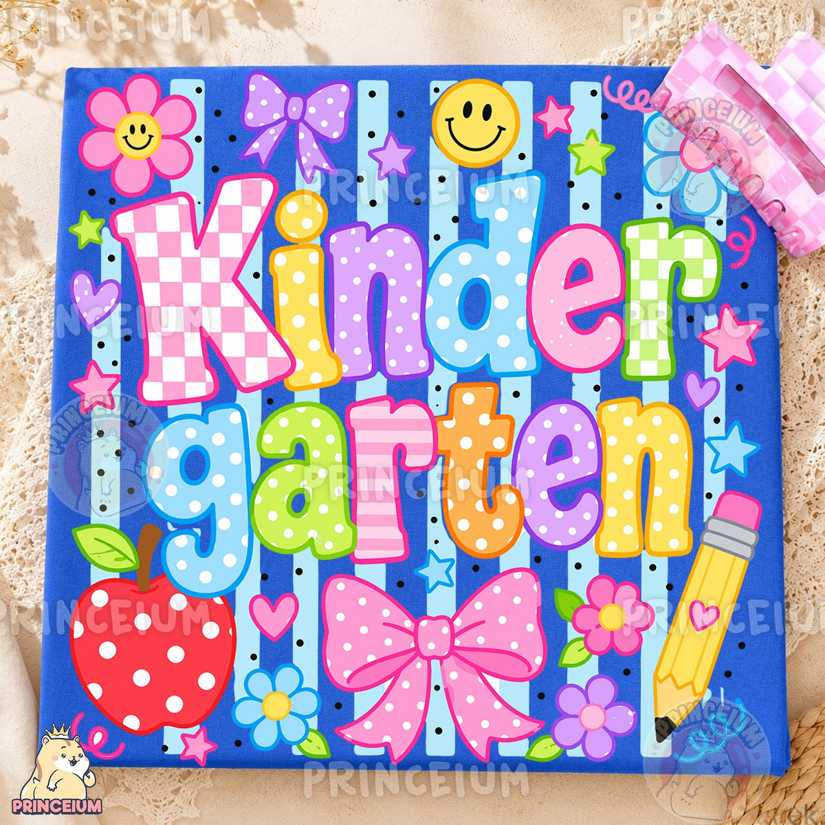 Colorful Kindergarten Apple & Pencil
