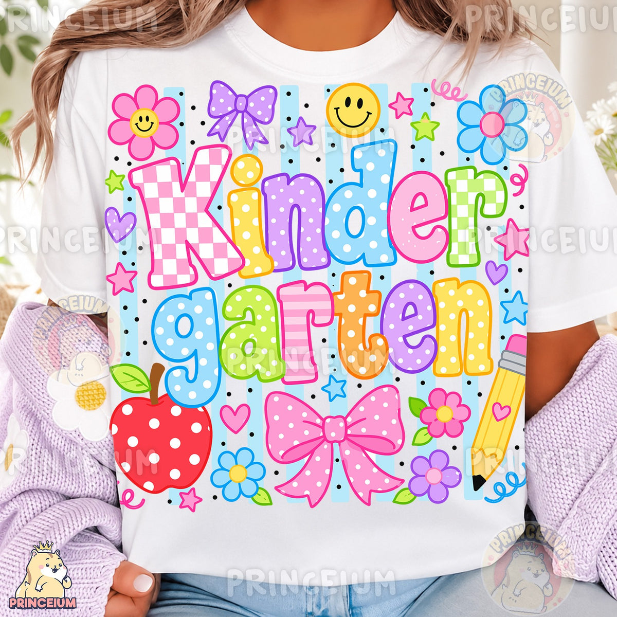 Colorful Kindergarten Apple & Pencil