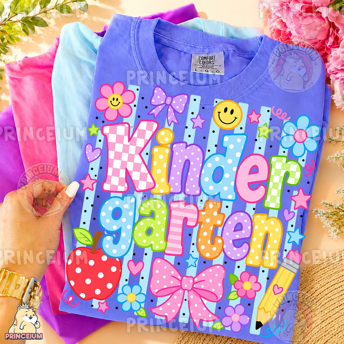 Colorful Kindergarten Apple & Pencil