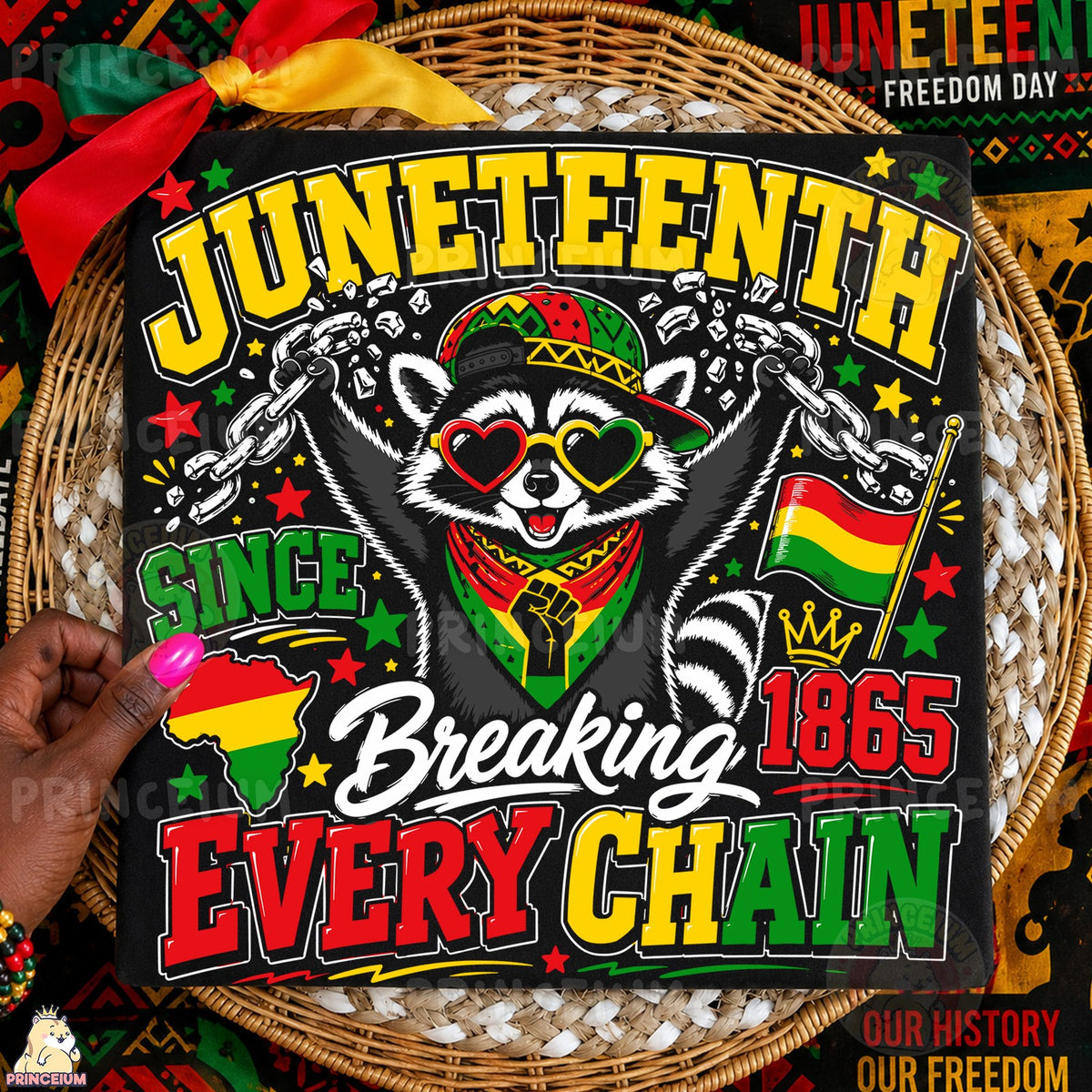 Juneteenth Raccoon Breaking Chains