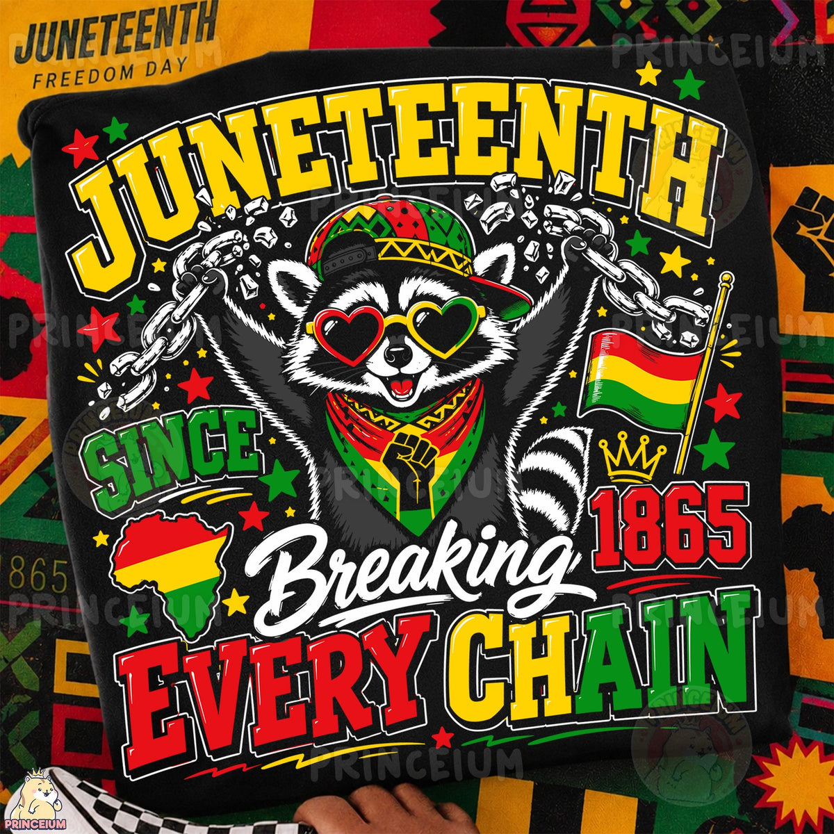 Juneteenth Raccoon Breaking Chains