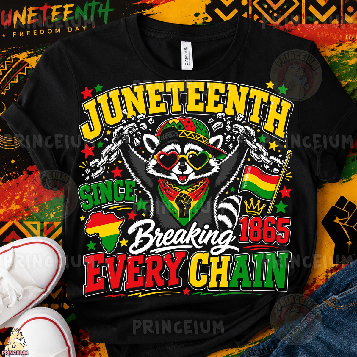 Juneteenth Raccoon Breaking Chains
