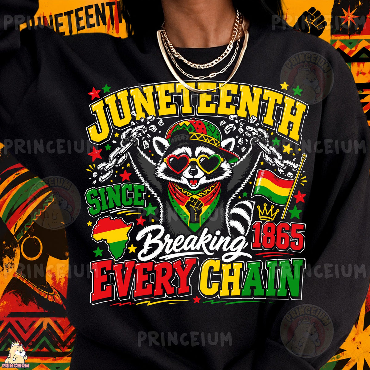 Juneteenth Raccoon Breaking Chains