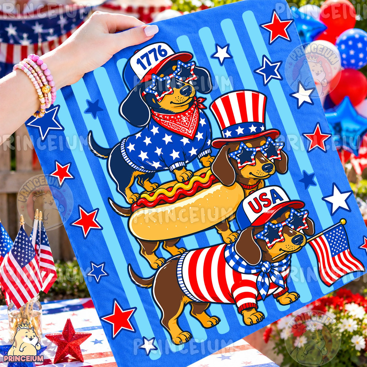 Patriotic Dachshunds Stack