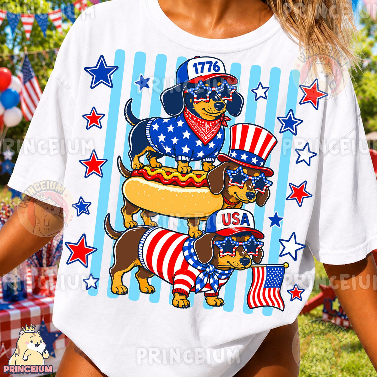 Patriotic Dachshunds Stack