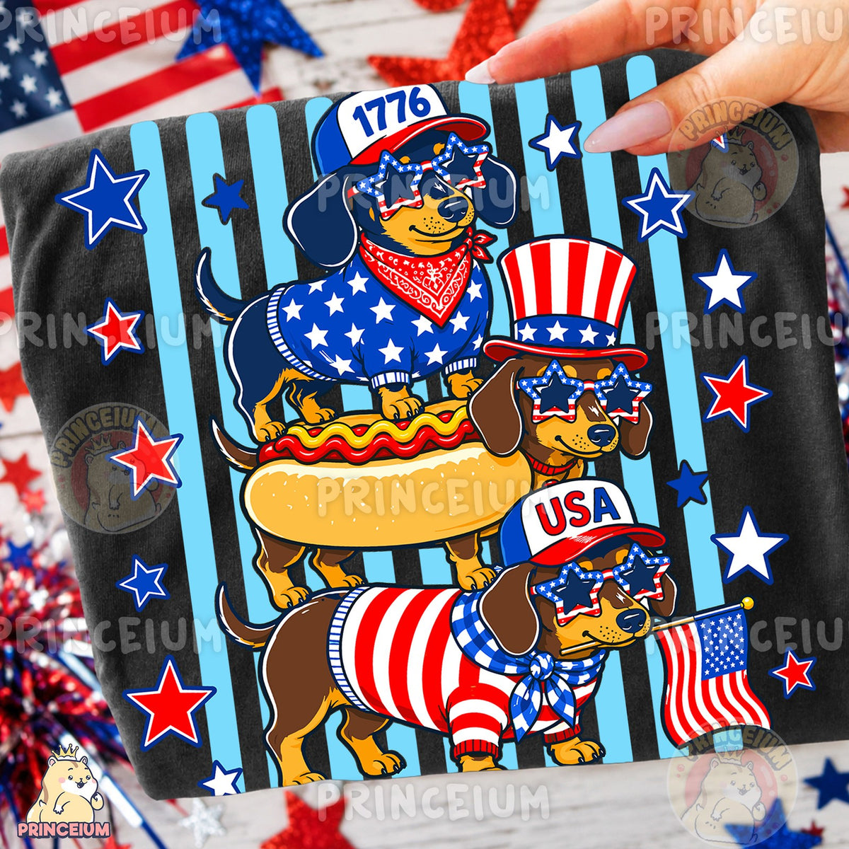 Patriotic Dachshunds Stack